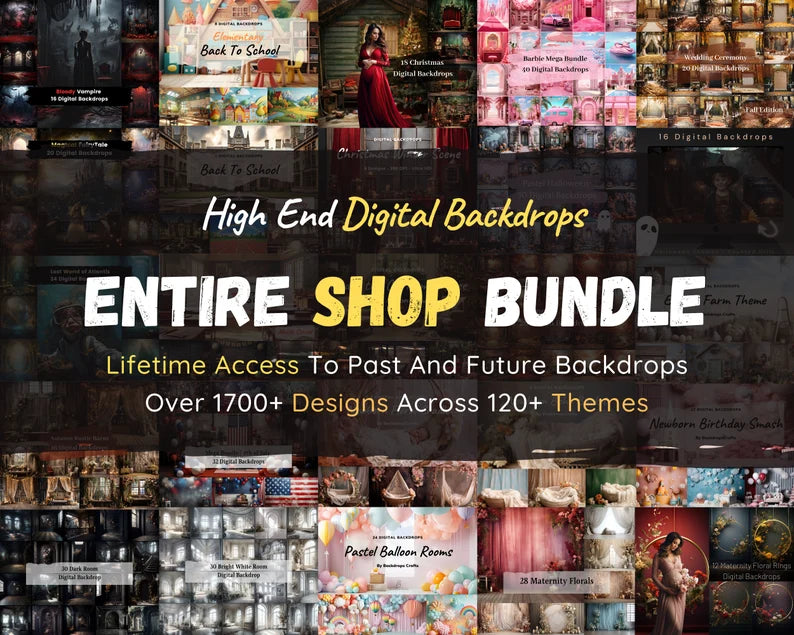 Entire Shop Digital Backdrops Mega Bundle, 1700+ Digital Backgrounds For Lifetime Access,