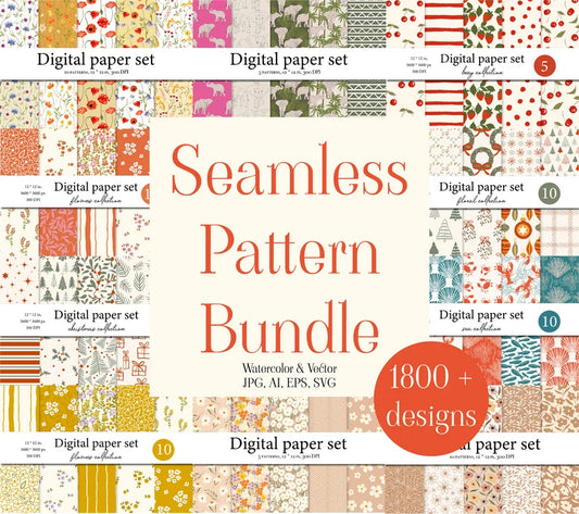 Digital Paper Bundle - Seamless Patterns - Printable Scrapbook - Digital Download