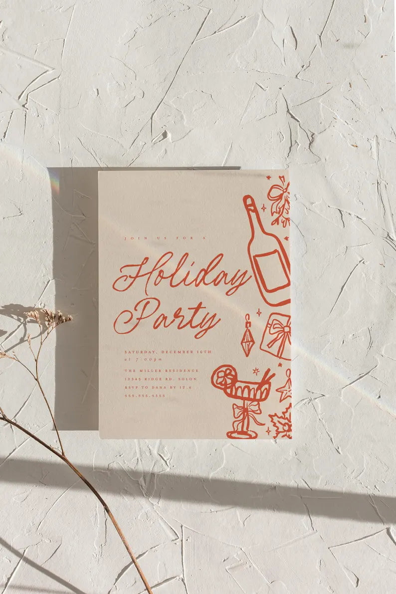 Editable Holiday Party Invitation, Christmas Invitation Template