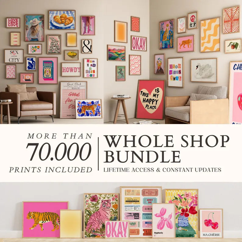 Whole Shop Wall Art Bundle, Digital Prints, Kitchen, Vintage, Retro