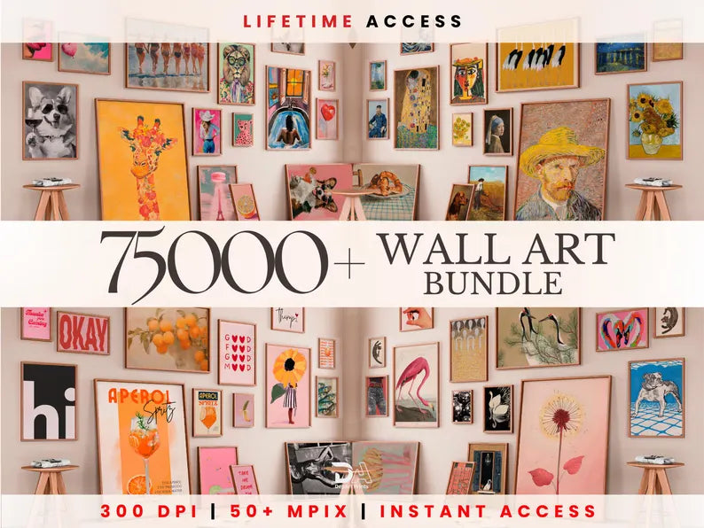 WHOLE SHOP SALE 75000 Mega Wall Art Set, Printable Maximalist Gallery,